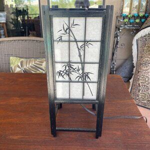 Vintage Asian Shoji Bamboo Tree Lamp - Black